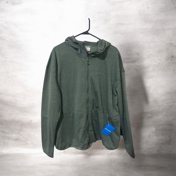 Columbia Women’s Green Hooded Fleece Zip up - Picture 2 of 5